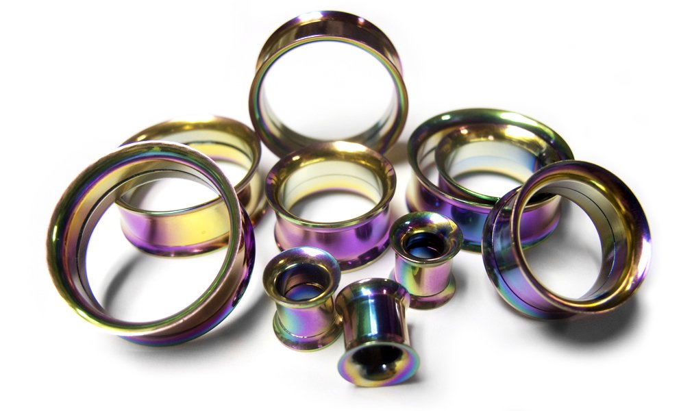 00G (10mm) Rainbow Steel Internally Threaded Tunnel Plugs - Body Jewelry for Stretching Ears | Urban Style for Men & Women | Perfect for Piercings, Gauges & Alternative Fashion