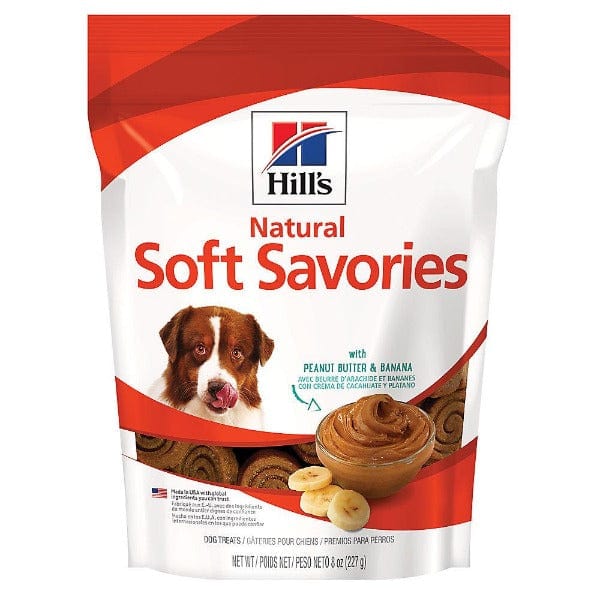 Hill's Natural Soft Savories Peanut Butter & Banana Dog Treats - Healthy Snacks for Training, Rewards & Dental Care | Perfect for Small, Medium & Large Dogs