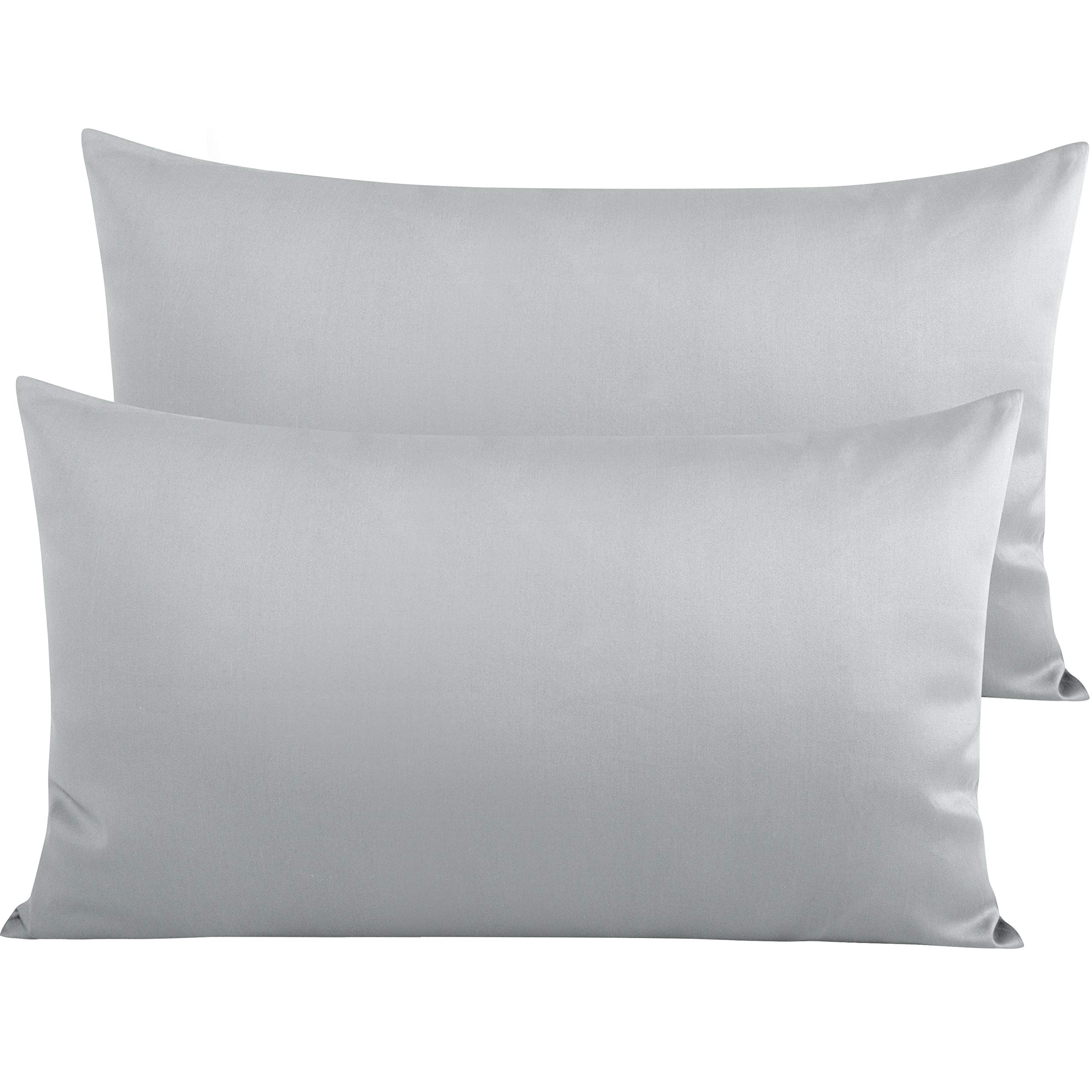 Premium Egyptian Cotton King Pillowcase Set of 2 - 500 Thread Count, Ultra Soft & Breathable Bedding with Envelope Closure - 20x36 Inch Luxury Pillow Covers for King Size Bed (Light Grey) - Perfect for Hotels, Guest Rooms & Master Bedrooms