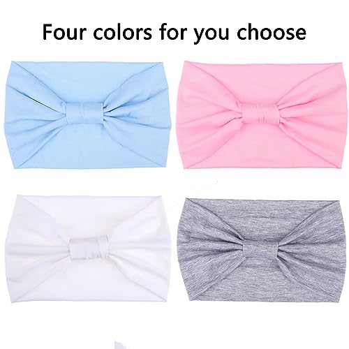 Headbands Color-4Pcs Sky Blue, Pink, White, Light Gray