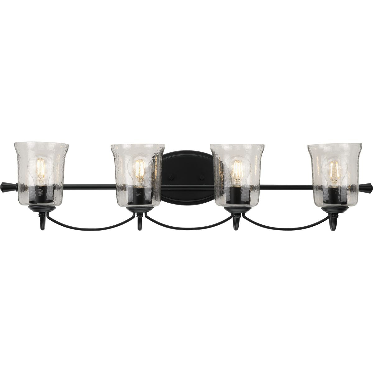 Bowman Collection 4-Light Clear Chiseled Glass Bathroom Vanity Light Fixture - Perfect for Bathroom Mirror Lighting, Powder Room & Dressing Area Illumination