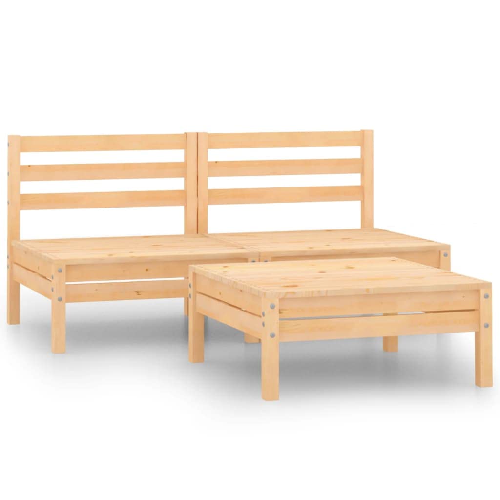 vidaXL 3-Piece Patio Furniture Set - Outdoor Garden Sofa Sectional Lounge with Coffee Table, Scandinavian Style Solid Pine Wood - Perfect for Backyard, Deck, and Poolside Relaxation