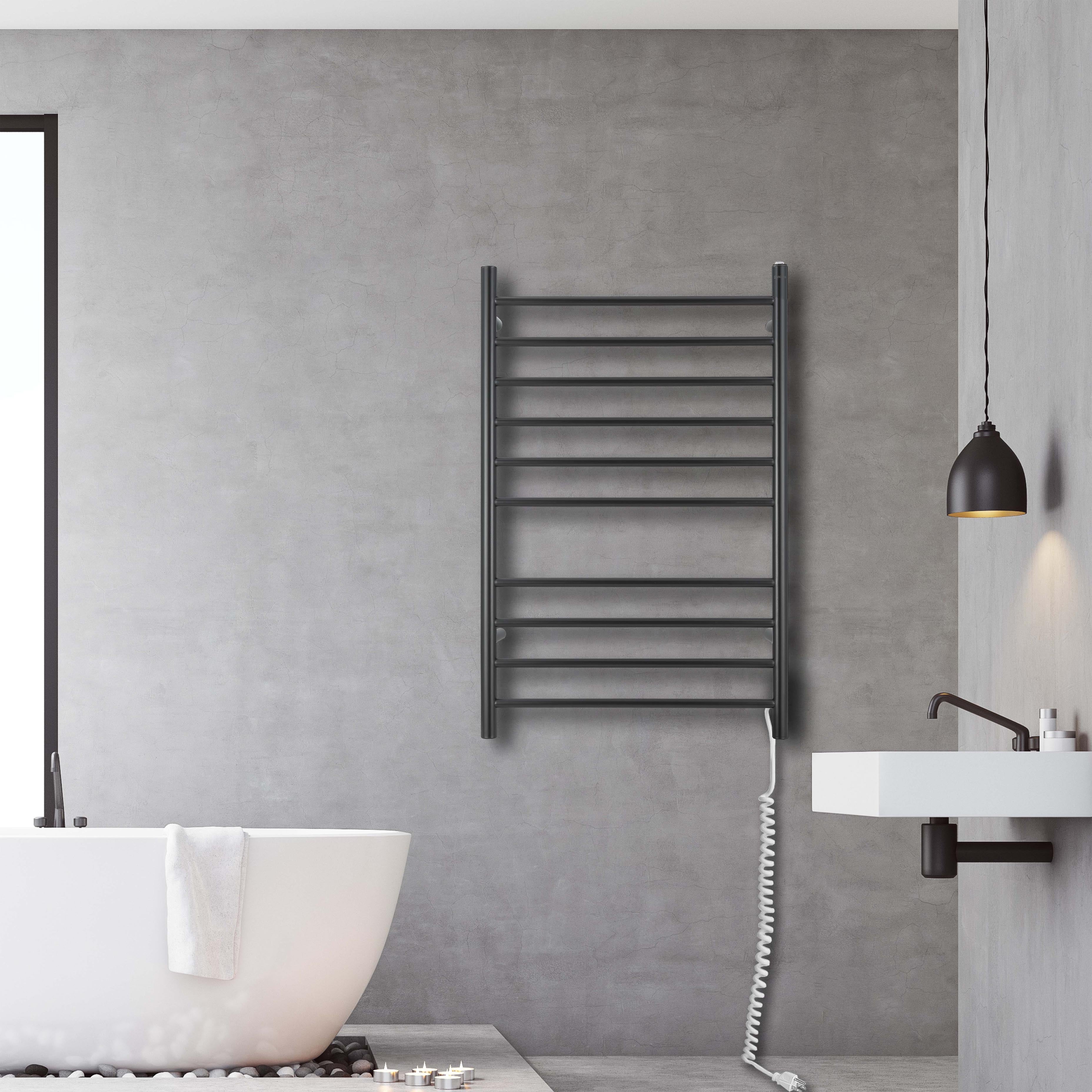 Ancona Novara 10 Bar Dual Wall Mounted Towel Warmer - Matte Black Finish | Perfect for Bathrooms, Spas & Luxury Homes