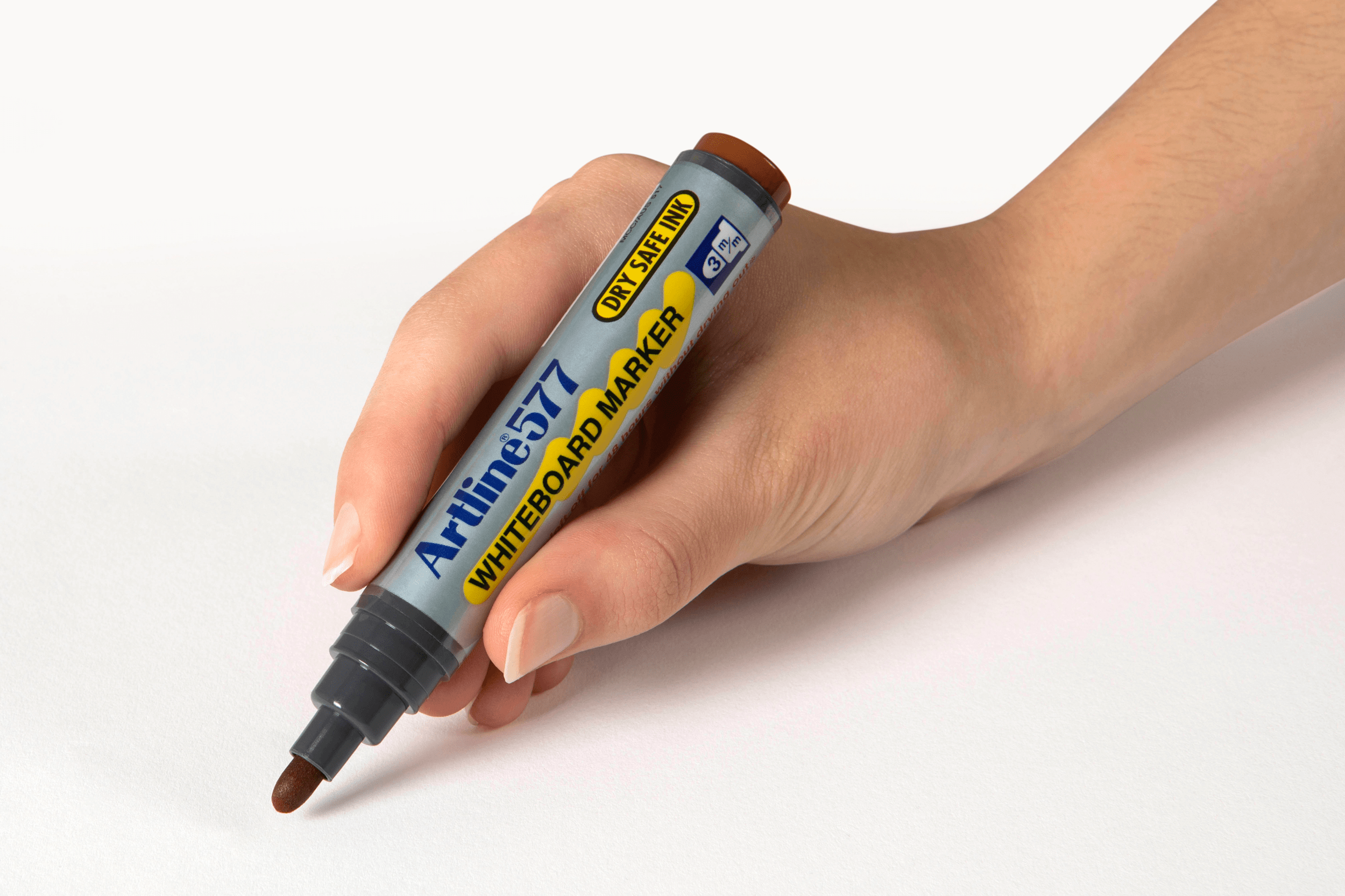 Artline 577 Whiteboard Markers - 12 Pack of 3mm Bullet Tip Brown Dry Erase Markers for Classroom, Office & Home Use - Non-Toxic & Low Odor