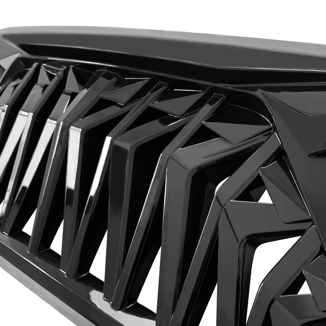JK Glossy Black Shark Grille Front Grill for 2007-2018 Jeep Wrangler Rubicon Sahara Sport - ABS Plastic Replacement Part - Off-Road & Custom Styling Upgrade