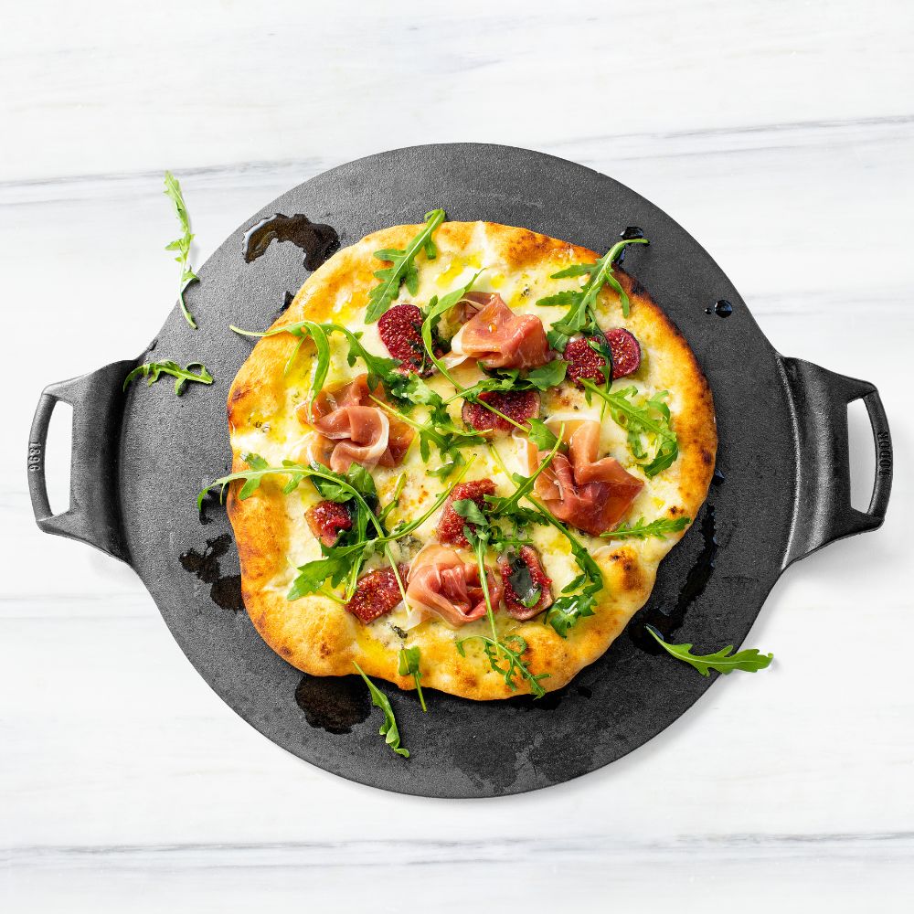 Premium 38cm Cast Iron Pizza Pan - Heavy Duty & Pre-Seasoned for Perfect Crust - Ideal for Oven, Grill & Outdoor Cooking
