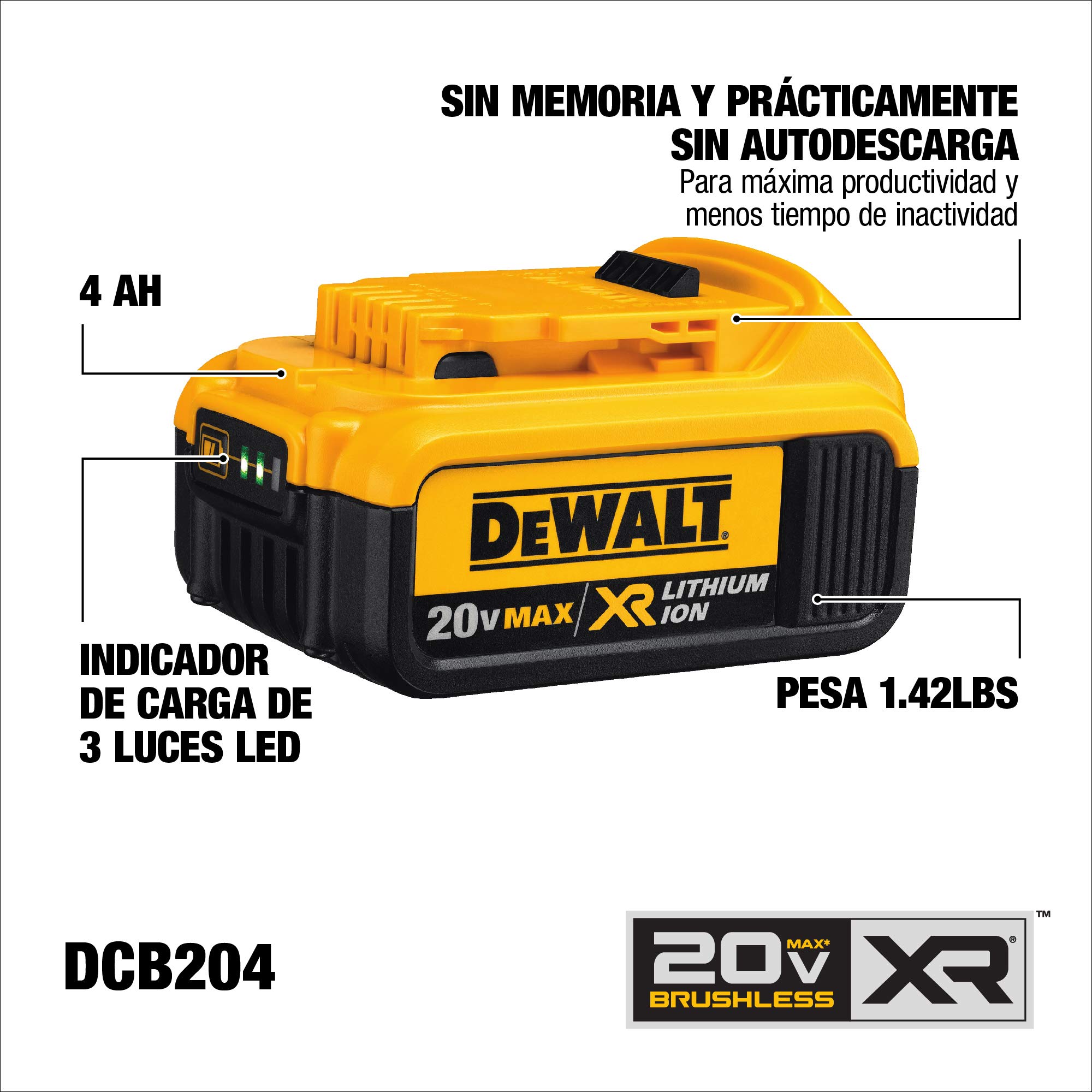 DEWALT 20V MAX Bluetooth Jobsite Radio (DCR025) with 4Ah Battery (DCB204) - Portable Worksite Speaker for Construction, Outdoor & Garage Use