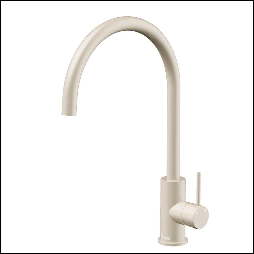 Fienza Kaya 228105W Warm White Gloss Mixer Tap - Modern Kitchen Faucet with Single Lever Handle for Easy Temperature Control | Perfect for Home, Restaurant & Commercial Use