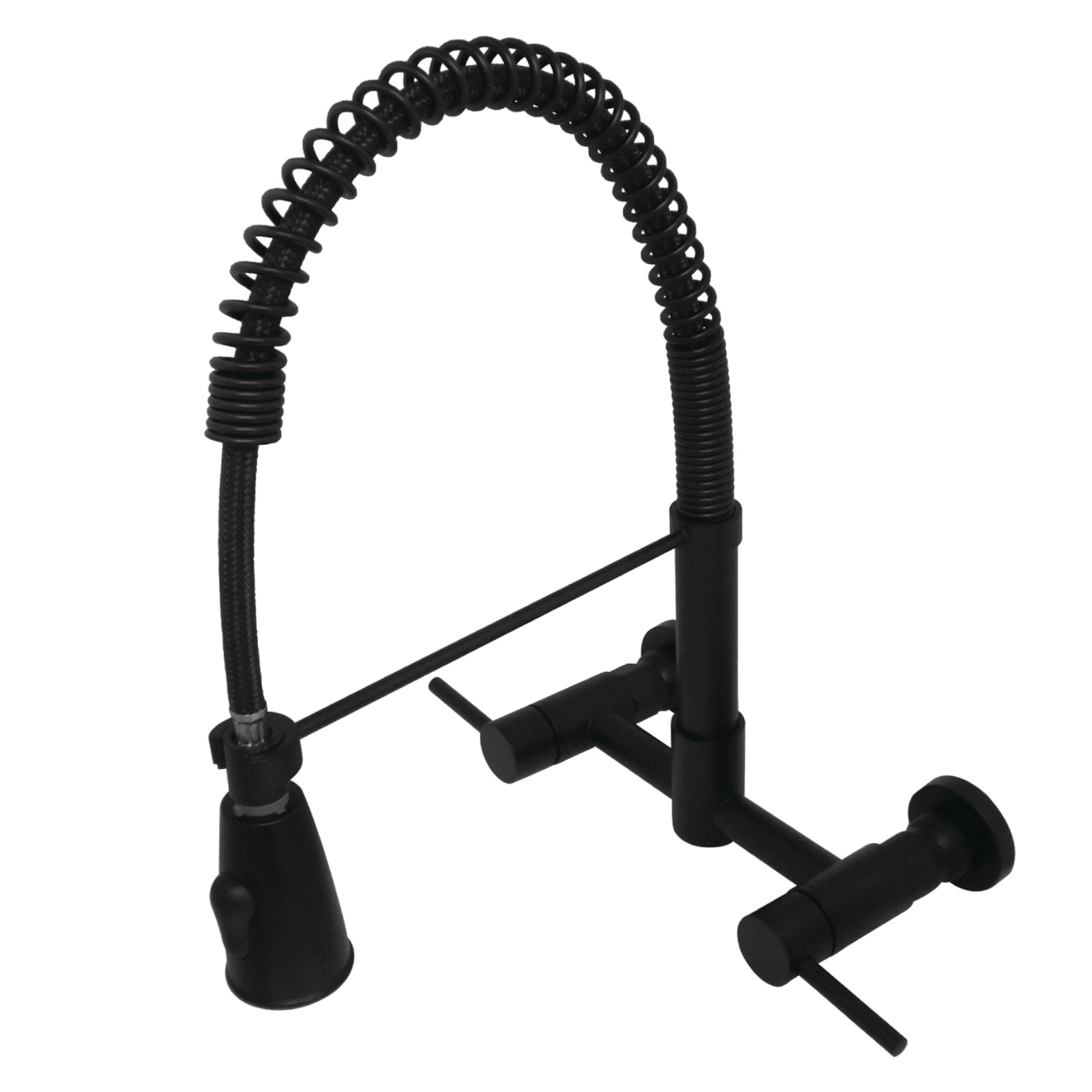 Gourmetier Concord 2 Handle Wall Mount Pull Down Kitchen Faucet - Stainless Steel Brushed Nickel - Commercial Grade for Restaurants & Home Kitchens - Perfect for Deep Sinks & High Volume Use