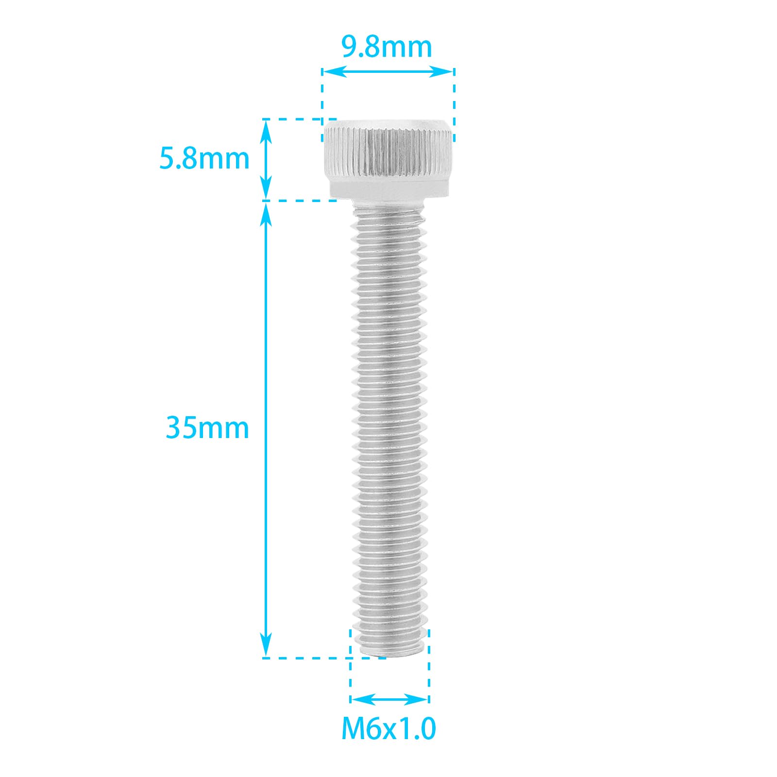 5PCS M6x35mm Stainless Steel Hex Socket Bike Stem Top Cap Bolts - Durable MTB Cycling Screw Accessories for Bicycle Headset Repair & Maintenance | Perfect for Mountain Bike, Road Bike & Commuter Bike Upgrades