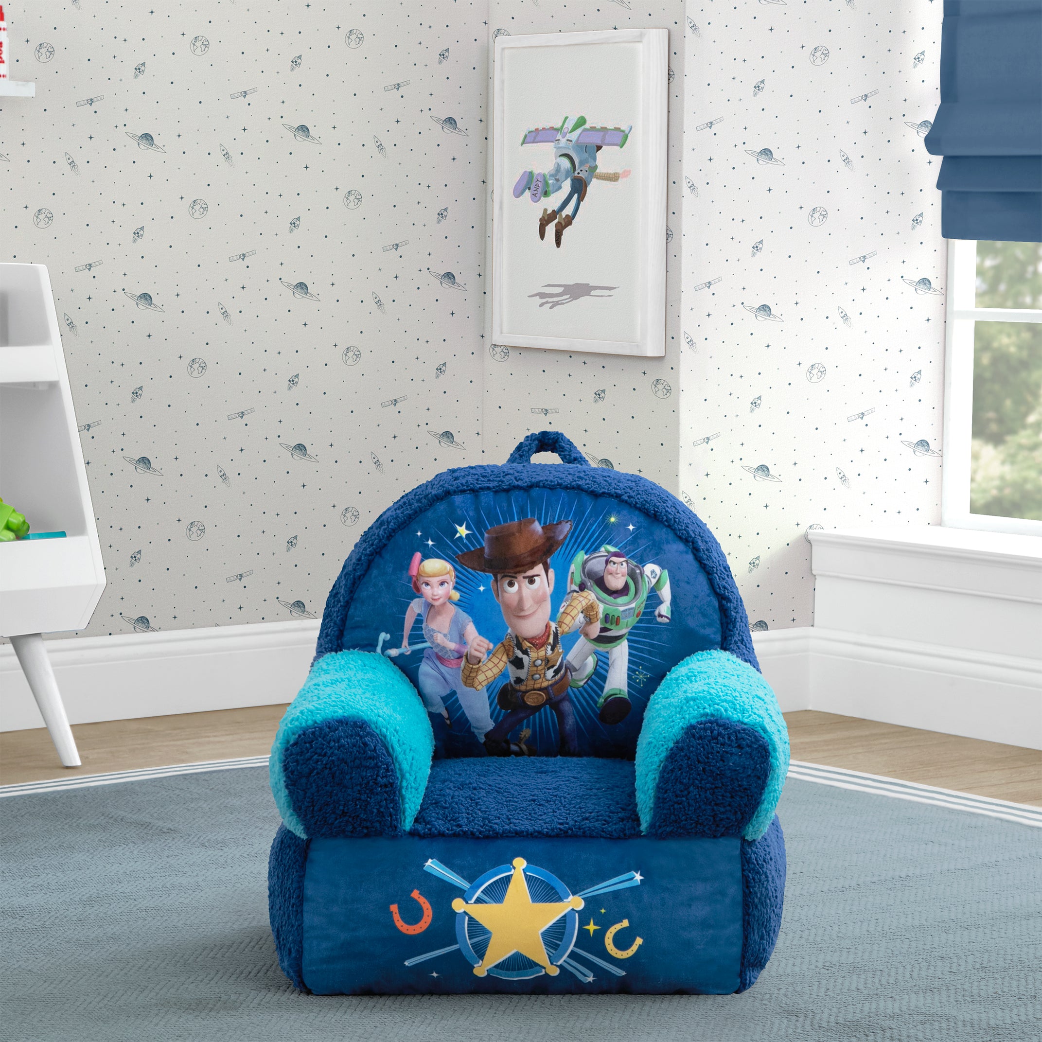 Toy Story Cozee Buddy Chair - Soft Plush Kids Armchair with Woody & Buzz Lightyear - Perfect for Playrooms, Bedrooms & Movie Nights