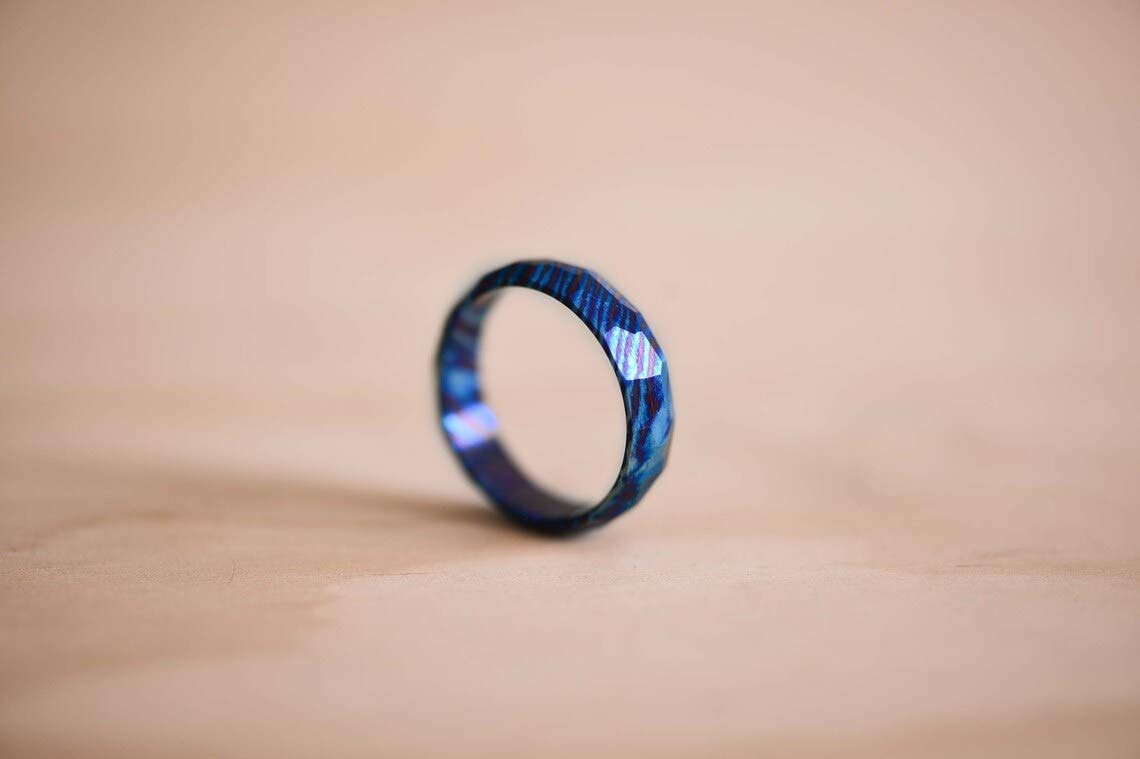 Handmade Damascus Steel Titanium Ring - Custom Comfort Fit Men's Wedding Band, Unisex Engagement Ring, Modern Statement Jewelry for Men & Women - Perfect for Weddings, Anniversaries, and Special Occasions