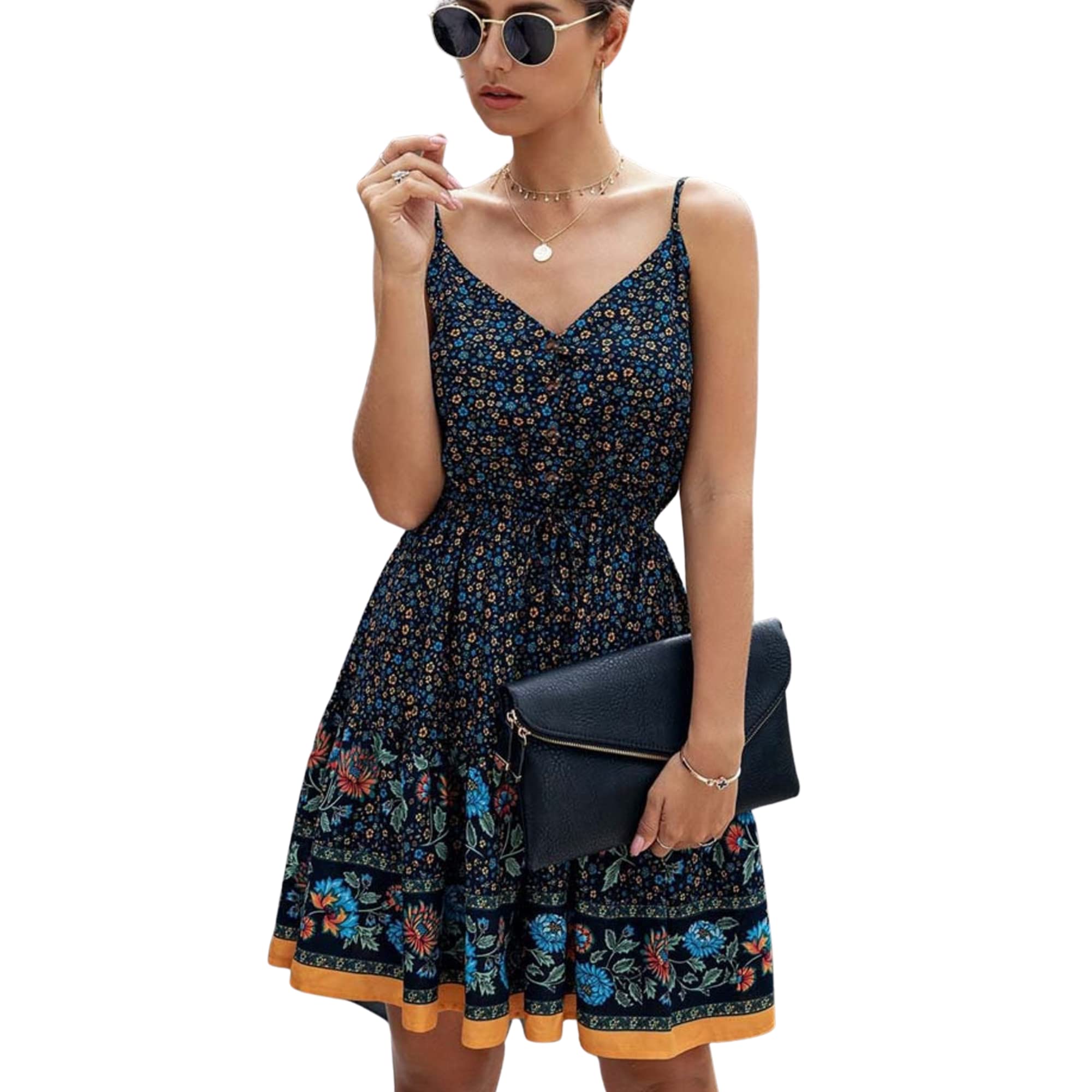 Bohemian Floral Print Summer Dress for Women - Beach, Sun & Mini Dress | Perfect for Vacations, Parties & Casual Outings