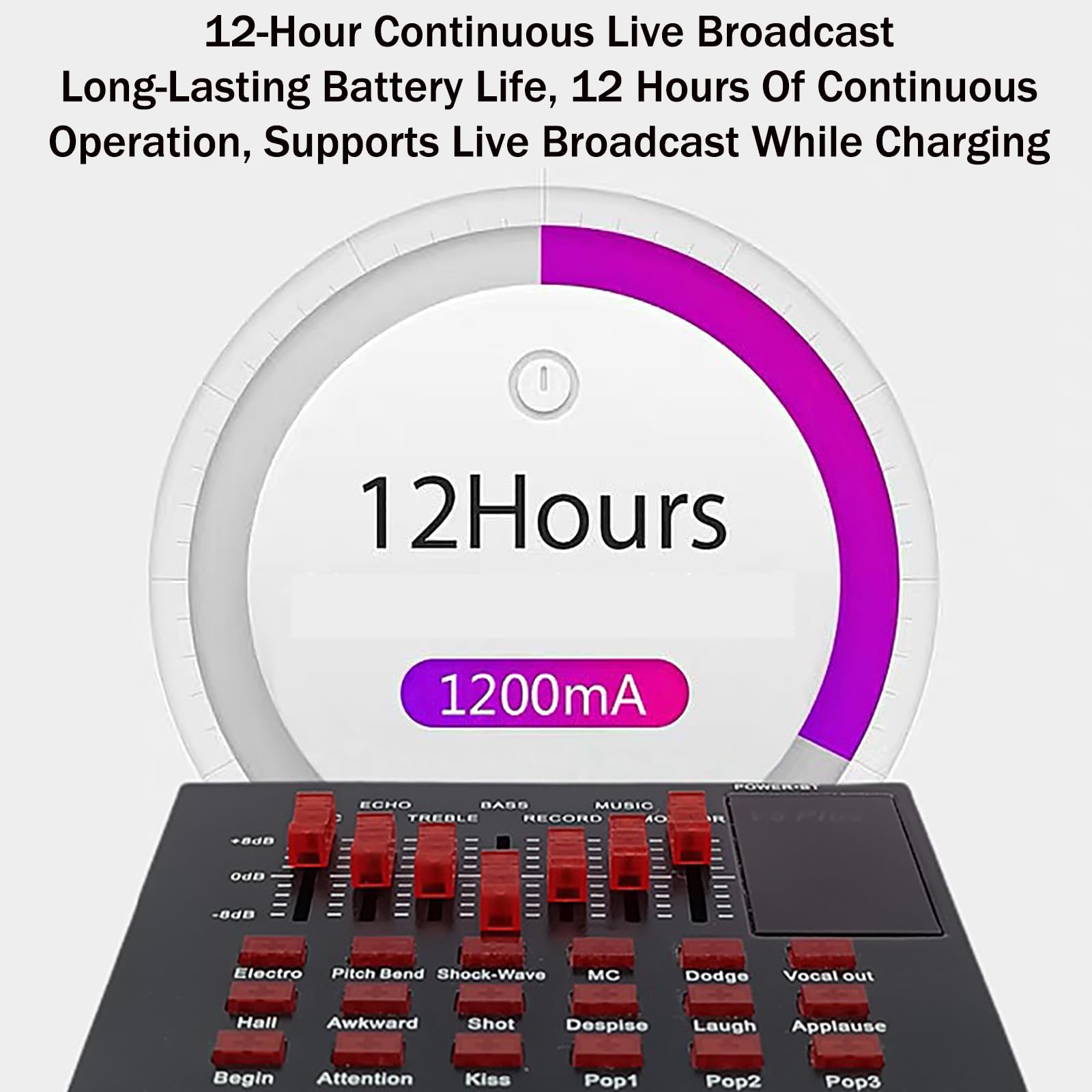 QIeAny Rechargeable USB Sound Card with 12 Voice Effects - Portable Audio Mixer for Live Streaming, Podcasting & Gaming - Compatible with PC, Mobile & Laptop (12-Hour Battery Life) - Perfect for TikTok, YouTube & Discord Voice Changer