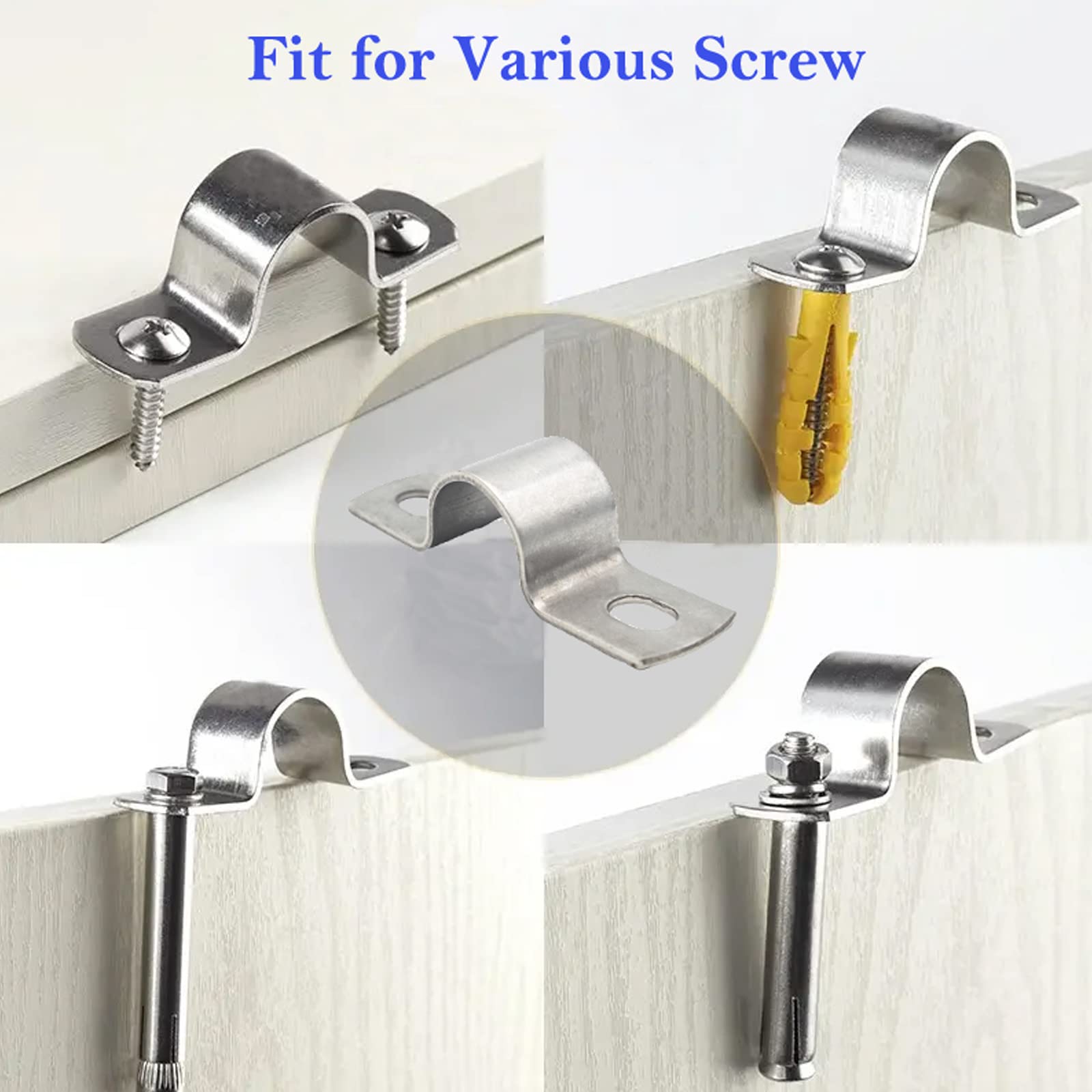 **AKIHISA 3.5 Inch Heavy Duty 2 Hole Strap Clamp, 5-Pack Stainless Steel 304 U-Bracket Pipe Clamps for Secure Wire & Cable Fastening (ID 89mm) - Ideal for Plumbing, Electrical, and HVAC Installations**