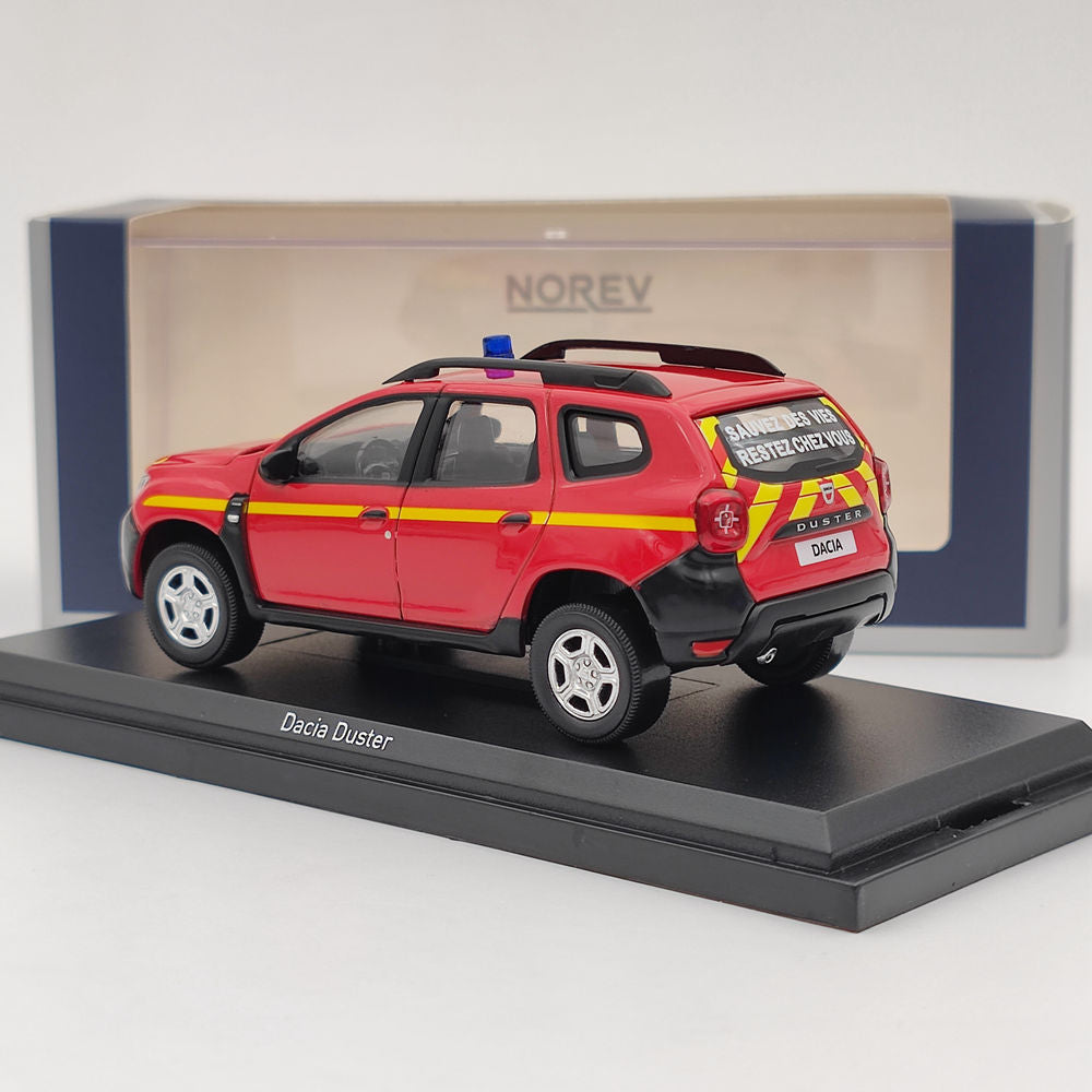 1/43 Scale Norev Dacia Duster Fire Brigade POMPIERS 2020 Red Diecast Model Car - Collectible Fire Truck Toy for Adults & Kids - Perfect for Christmas Gifts, Display & Model Car Collections