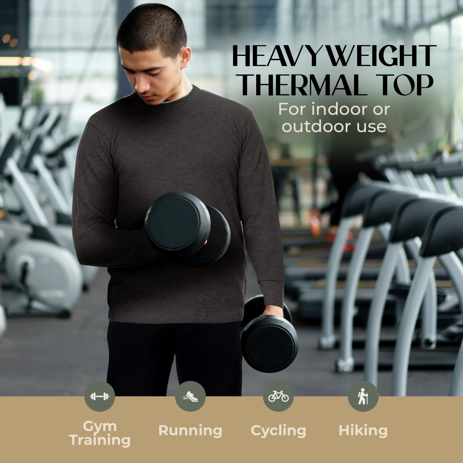 JMR Men’s Heavyweight Waffle Thermal Shirt - 100% Cotton Long Sleeve Base Layer - Warm & Breathable Winter Wear for Outdoor Activities, Hiking, and Camping