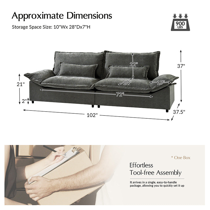 Fabiola Mini Sofa with Storage & Seamless Design - Compact Modern Loveseat for Small Spaces, Living Room, Bedroom or Dorm