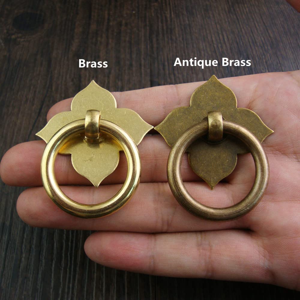 Vintage Brass Drawer Pulls 4 Pack - Antique Cabinet Knobs & Dresser Handles 1.89