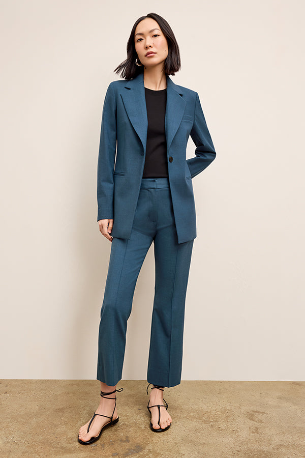 Tessa Kick Flare Trouser - Washable Wool Twill Pants for Women in Bluebell | Comfortable & Stylish Office Wear & Casual Outfits
