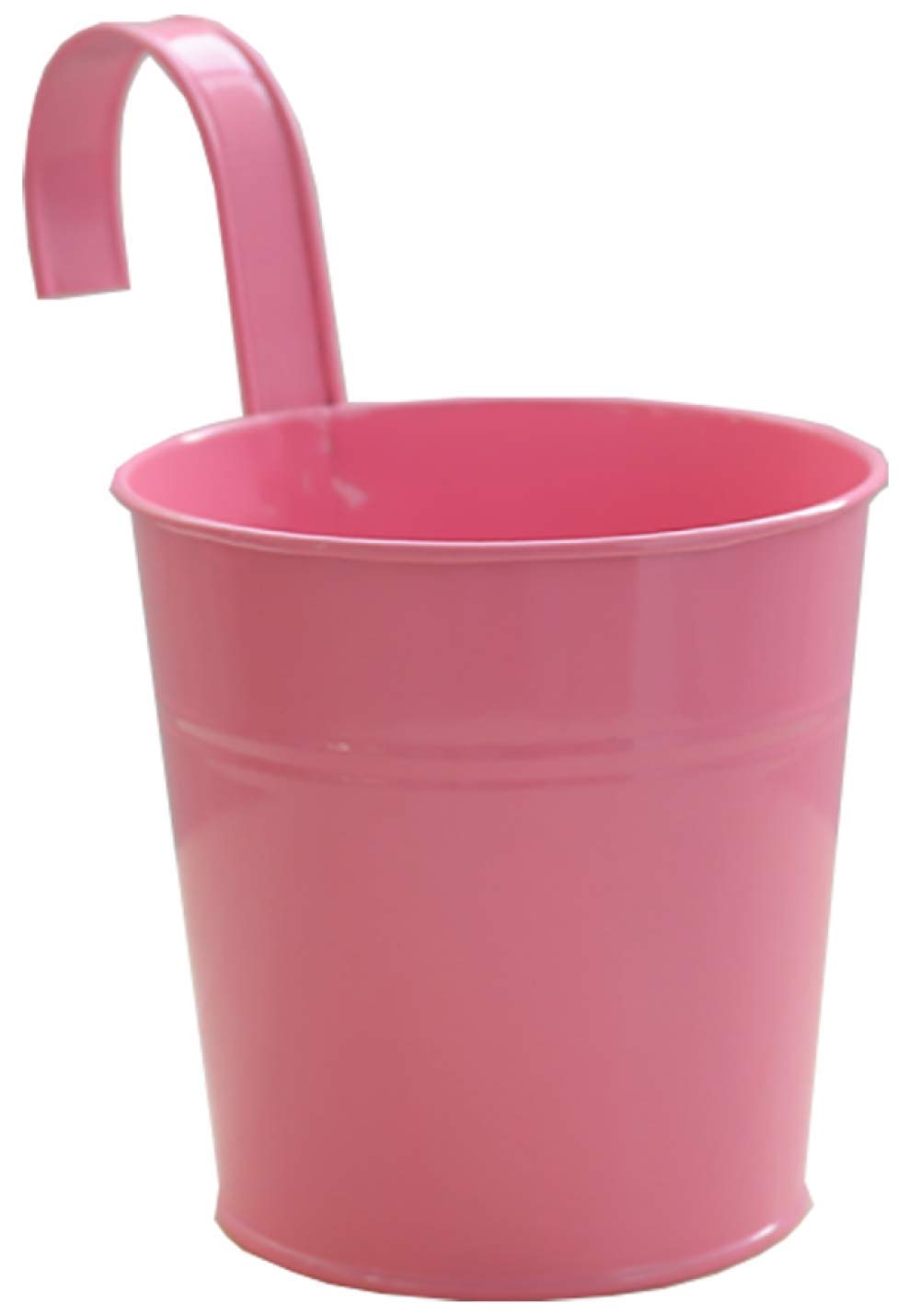 **Metal Hanging Flower Pot - Pink Balcony Planter for Indoor & Outdoor Plants, Garden Decoration, Railing Planter for Succulents, Herbs & Flowers**