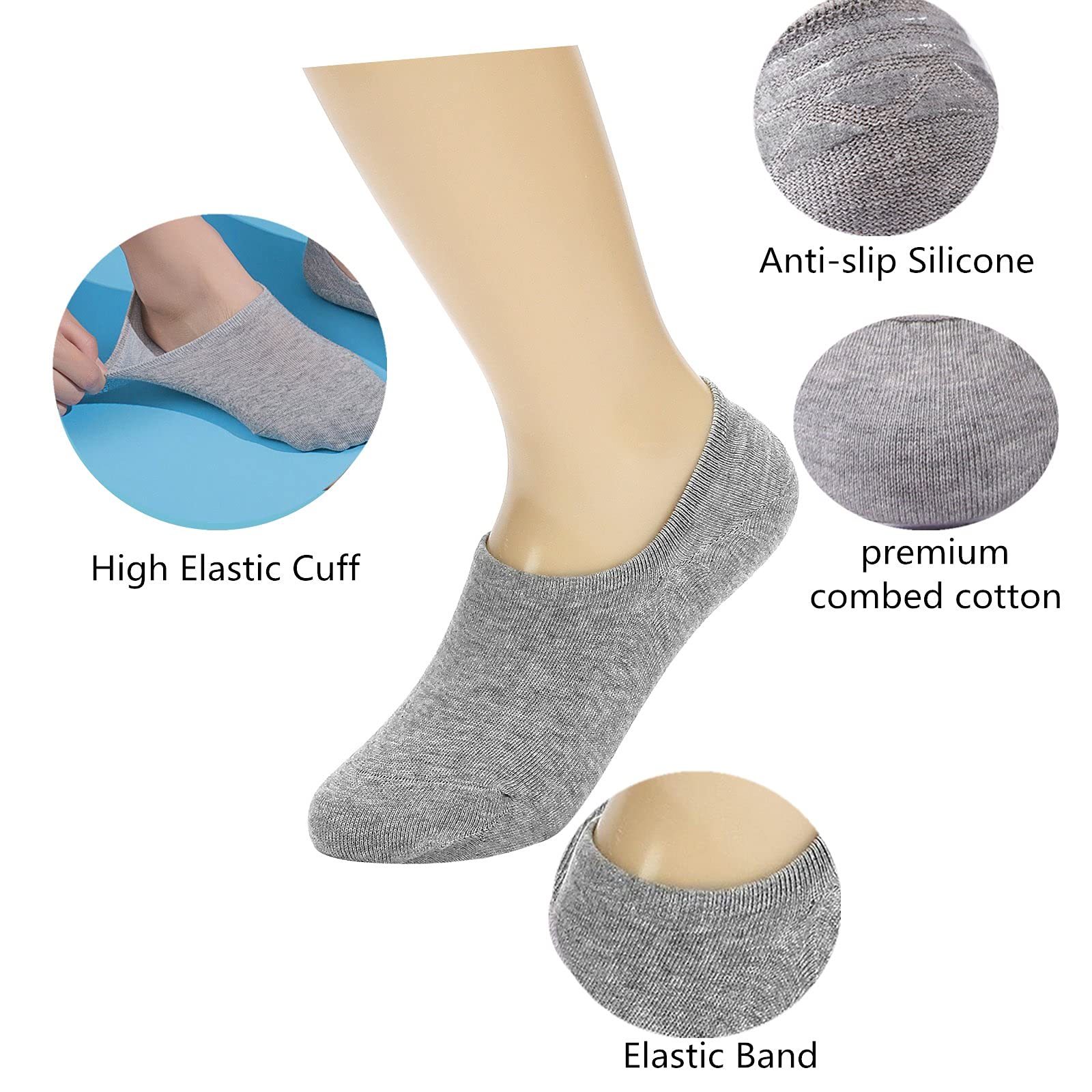 4 Pairs Women's No Show Socks - Non Slip, Low Cut Invisible Liner Socks for Sneakers, Boat Shoes & Everyday Wear