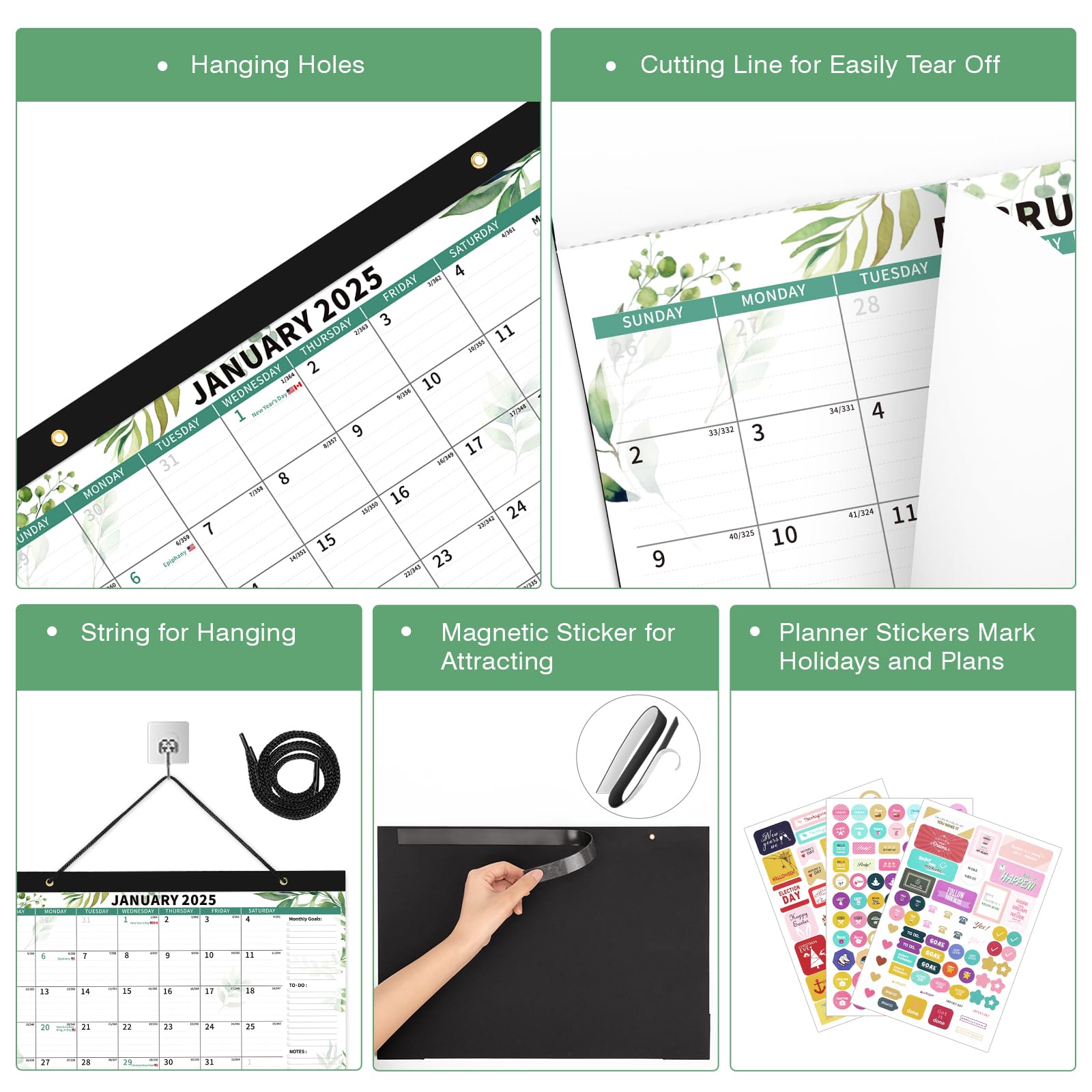 Ospelelf 2025-2026 Magnetic Wall Calendar - 18 Month Large Planner with Plastic Cover (17