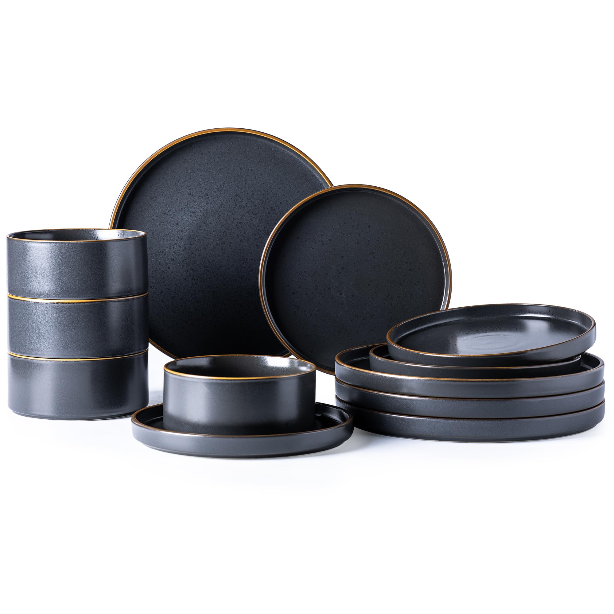 LERATIO 4-Piece Matte Ceramic Dinnerware Set - Oven, Dishwasher & Microwave Safe for Daily Use