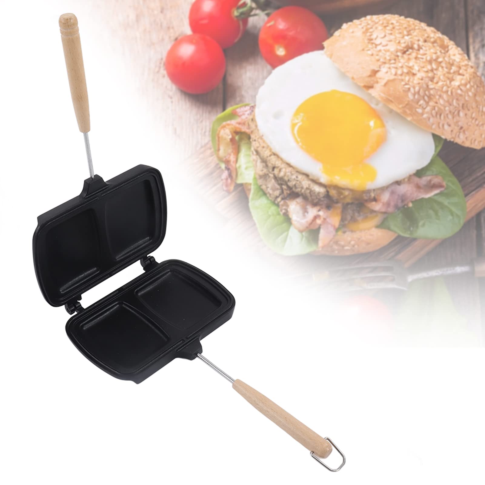 Nonstick Aluminum Alloy Double-Sided Sandwich Panini Maker with Removable Handles - Perfect for Grilled Cheese, Paninis & Breakfast Sandwiches at Home or Cafe