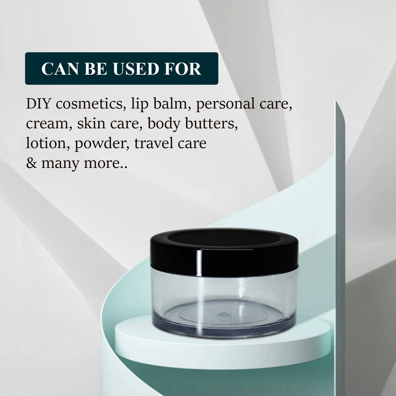 NSB Herbals Acrylic Container San Jars with Black Outer Lid & Inner White Lid Set - 50g Clear Jars (Pack of 3) for Lip Balms, DIY Skincare, Body Butters & Creams | Perfect for Home Crafting, Beauty Products & Small Batch Cosmetics