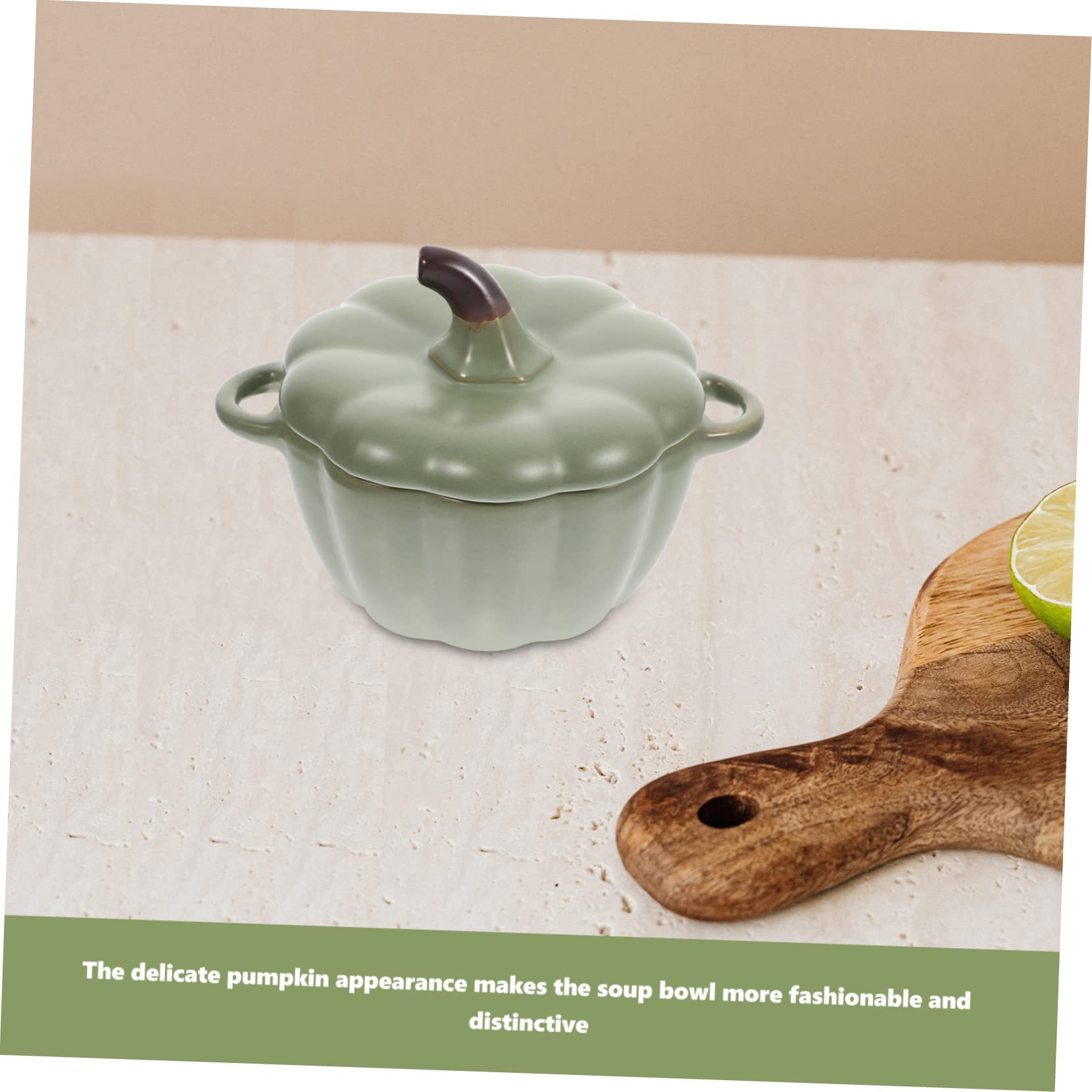 Ceramic Pumpkin Dessert Bowls with Lid - Thanksgiving Candy & Seasoning Bowl, Fall Cookware for Steaming, Baking, Soup Cooking - Oven Safe Braiser Pan | Perfect for Holiday Serving, Pumpkin Decor & Cozy Autumn Meals