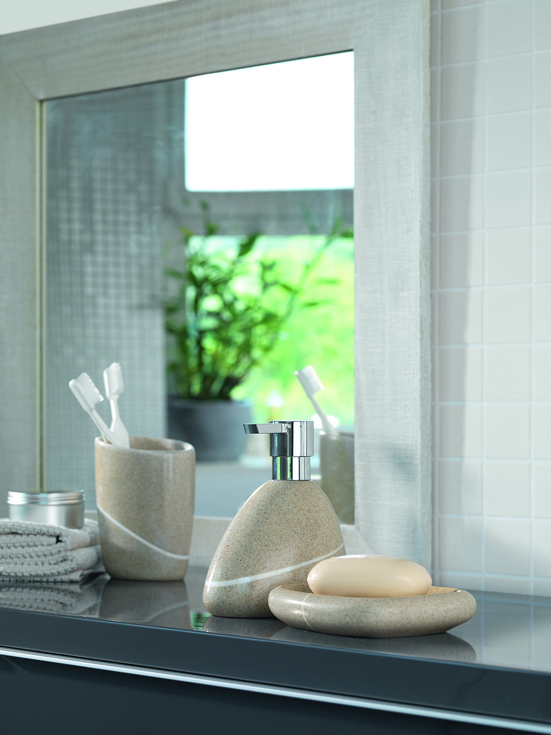 Etna Polyresin Stoneware Soap Dish - Sand Color Bathroom Organizer for Showers, Sinks & Countertops | Durable & Stylish Soap Holder
