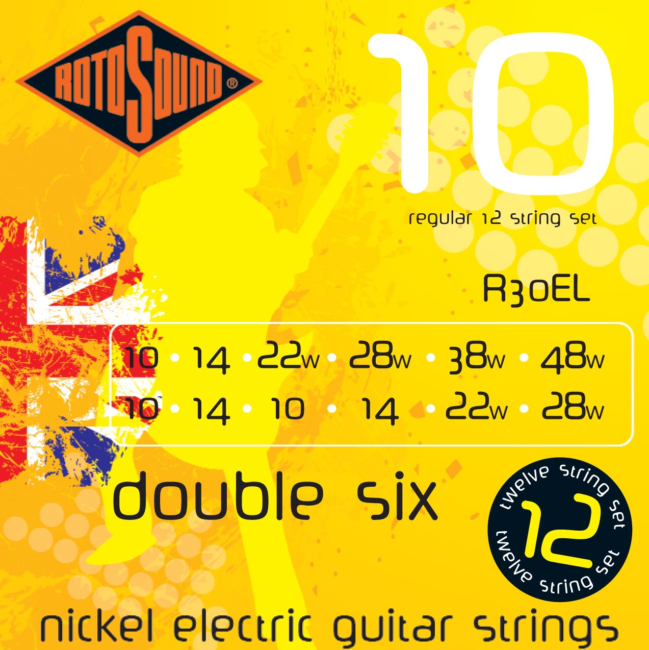 Rotosound R30EL Nickel 12 String Electric Guitar Strings (10-48 Gauge) - Perfect for Rock, Blues & Studio Recording