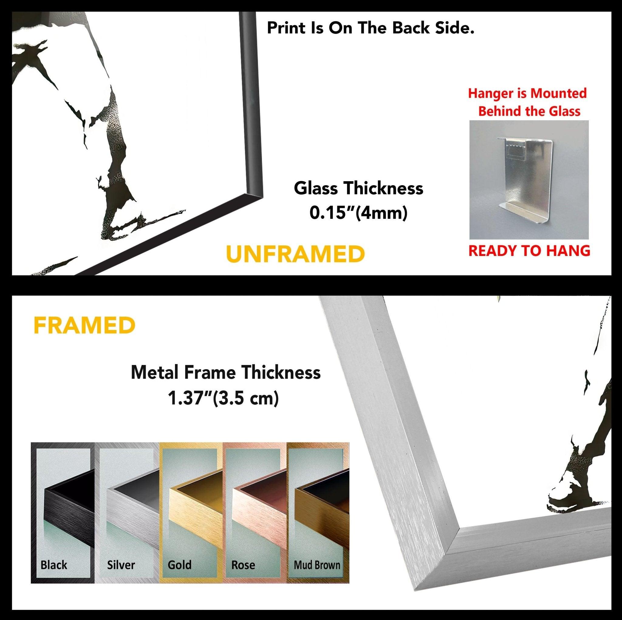 Banksy Flower Thrower Glass Wall Art - Stunning Framed Home Decor for Living Room, Bedroom & Office - Unique Gift Idea for Art Lovers
