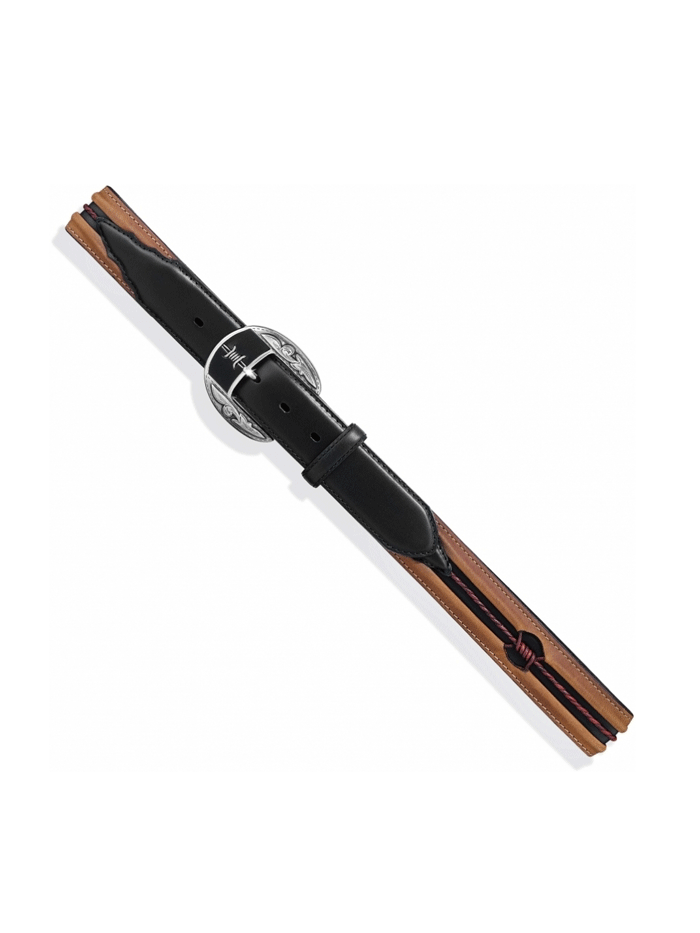 Justin C10813 Men's Fenced In Belt - Aged Bark & Black Leather Casual Dress Belt for Work, Office & Formal Occasions