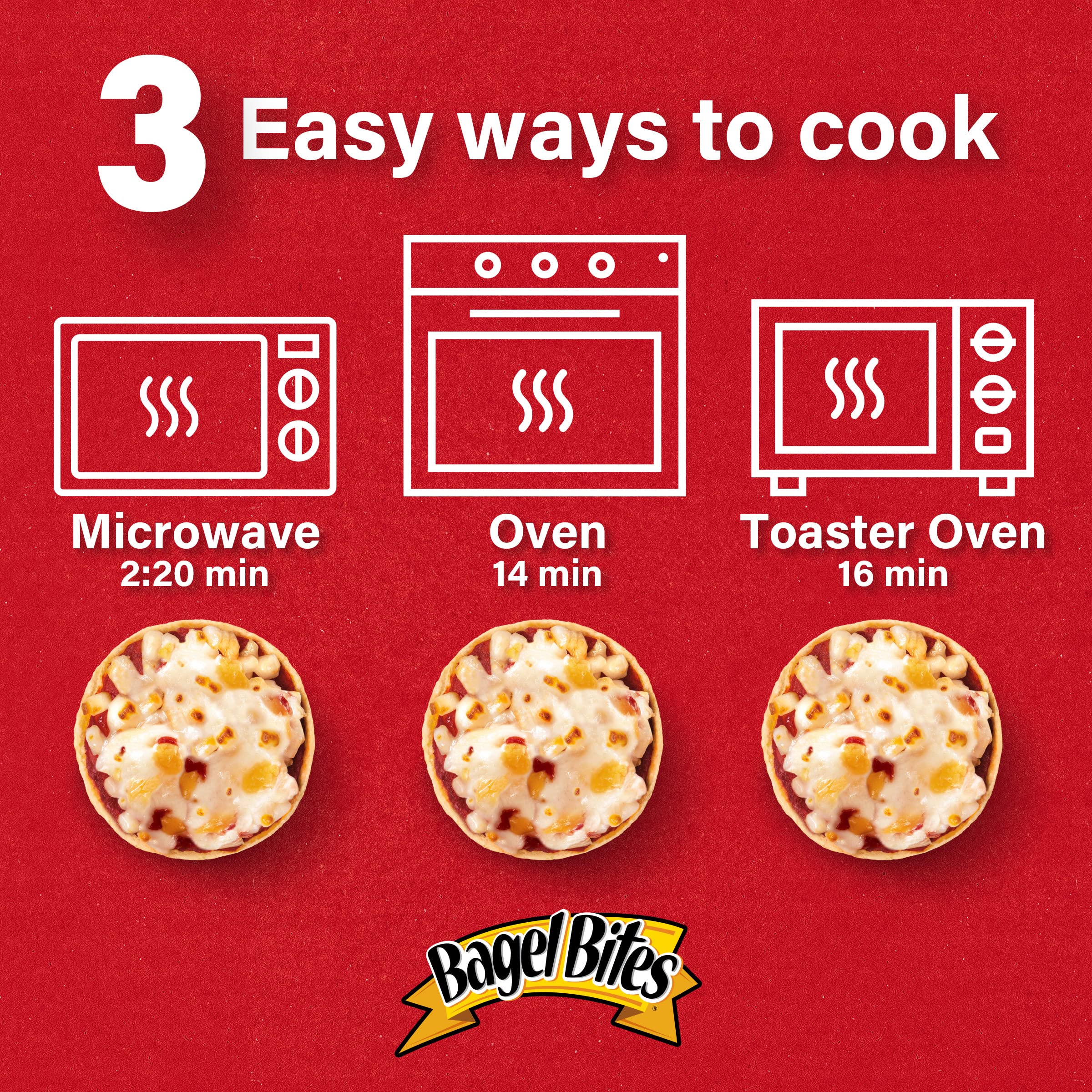 Bagel Bites Three Cheese Mini Pizza Bagels - Frozen Snack Pack (9 Count) | Quick & Easy Party Appetizers, After-School Snacks & Game Night Treats