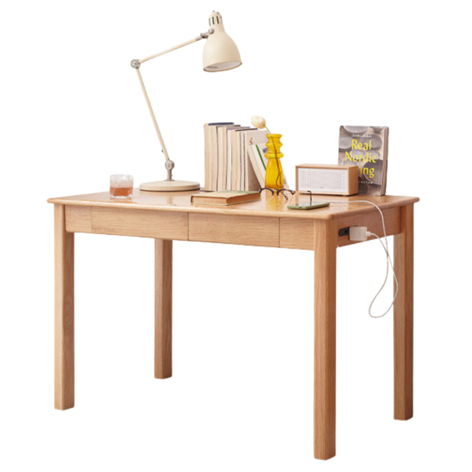 78.7x31.5x29.5 inch / 200x80x75сm / Natural wood color / Oak Desk Single Drawer