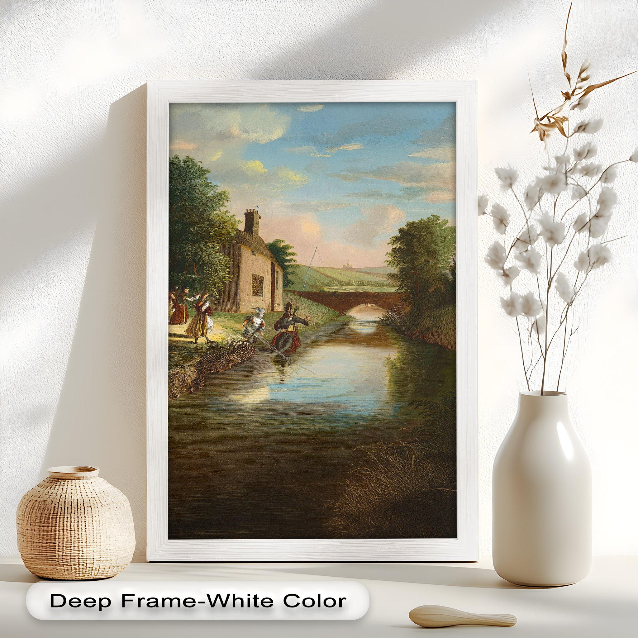 Romantic English Countryside Historic Oil Painting - A Day by the River - Perfect for Home Decor, Living Room Wall Art & Gift Ideas