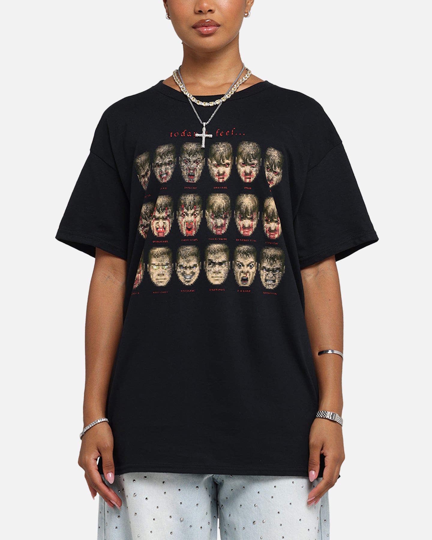73 Studio X Doom Today I Feel Graphic T-Shirt - Black Cotton Tee for Men - Casual Streetwear & Gaming Outfit