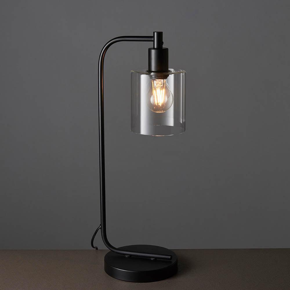 Endon Toledo Modern Black Table Lamp - 1 Light Bedside Desk Lamp for Living Room, Bedroom, or Office Decor