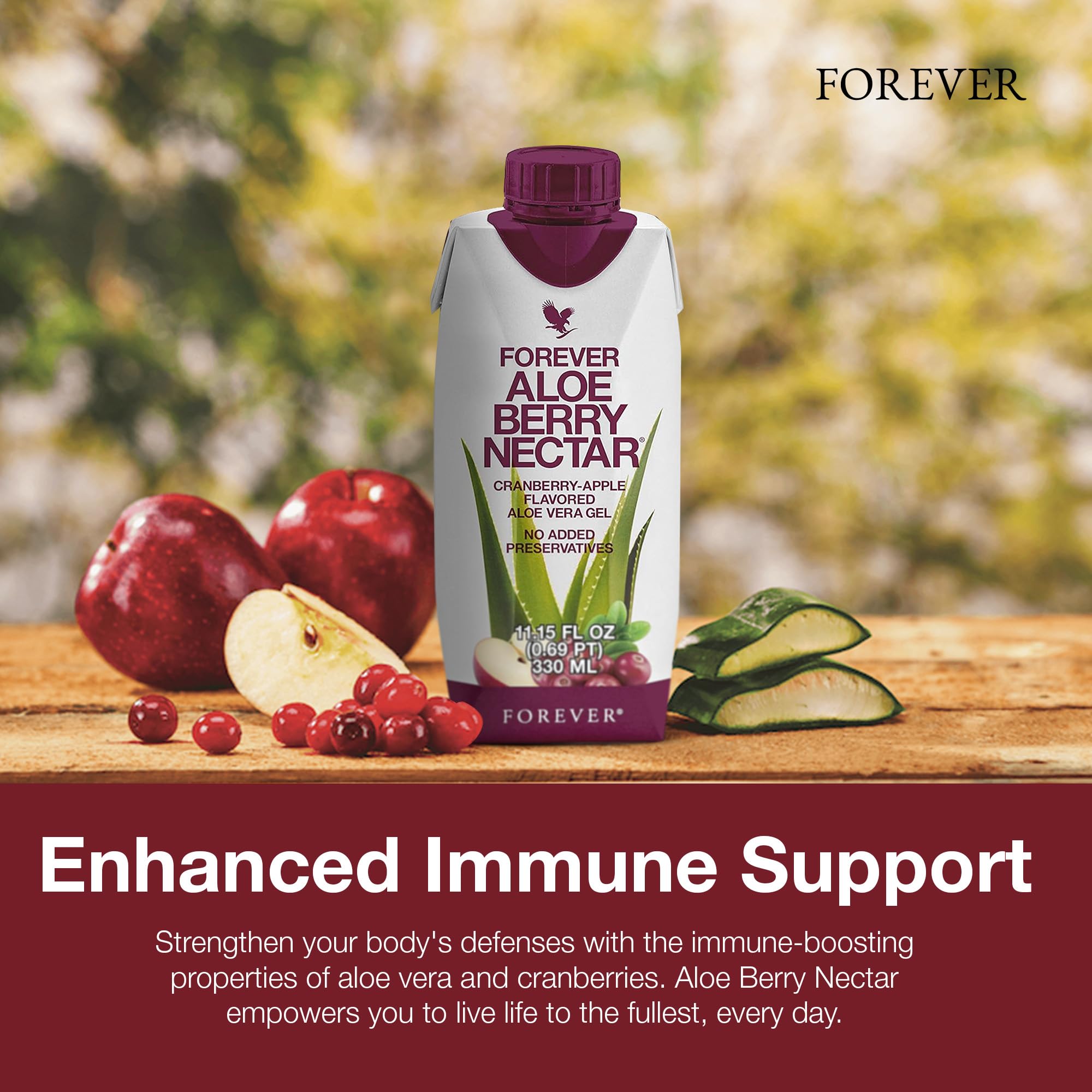Forever Living Aloe Berry Nectar - 90.7% Pure Aloe Vera Gel with Cranberry & Apple - Natural Antioxidant Drink - No Preservatives, No Artificial Colors - 1 Liter (6-Pack) - Perfect for Daily Hydration, Immune Support & Digestive Health