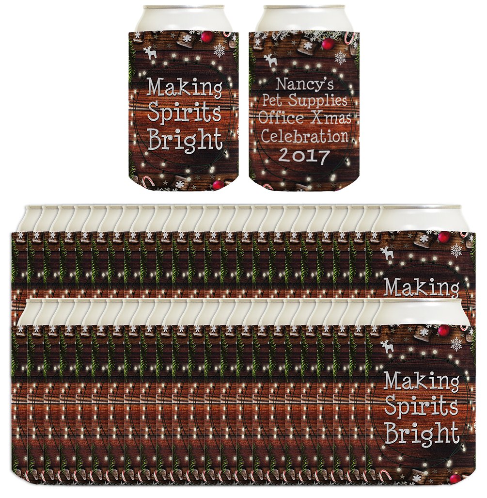 Custom Christmas Can Coolies 96 Pack - Personalized Holiday Drink Sleeves for Xmas Parties, Festive Beer Koozies & Beverage Insulators - Perfect for Christmas Celebrations, Office Parties & Family Gatherings