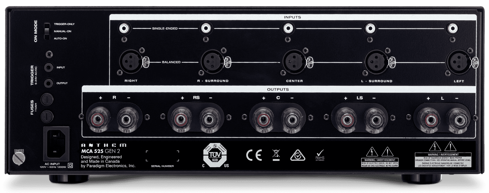 Anthem MCA 525 Gen 2 Power Amplifier - High-Performance 5-Channel Home Theater Audio System for Movies & Music