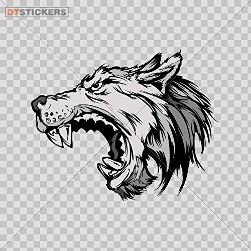 Angry Wolf Vinyl Sticker - Waterproof Decal for iPad, MacBook, Laptop, Phone, Motorcycle & Home Decor (6 x 4.85 Inches) - Perfect for Personalizing Devices, Bedroom Walls & Vehicle Accessories
