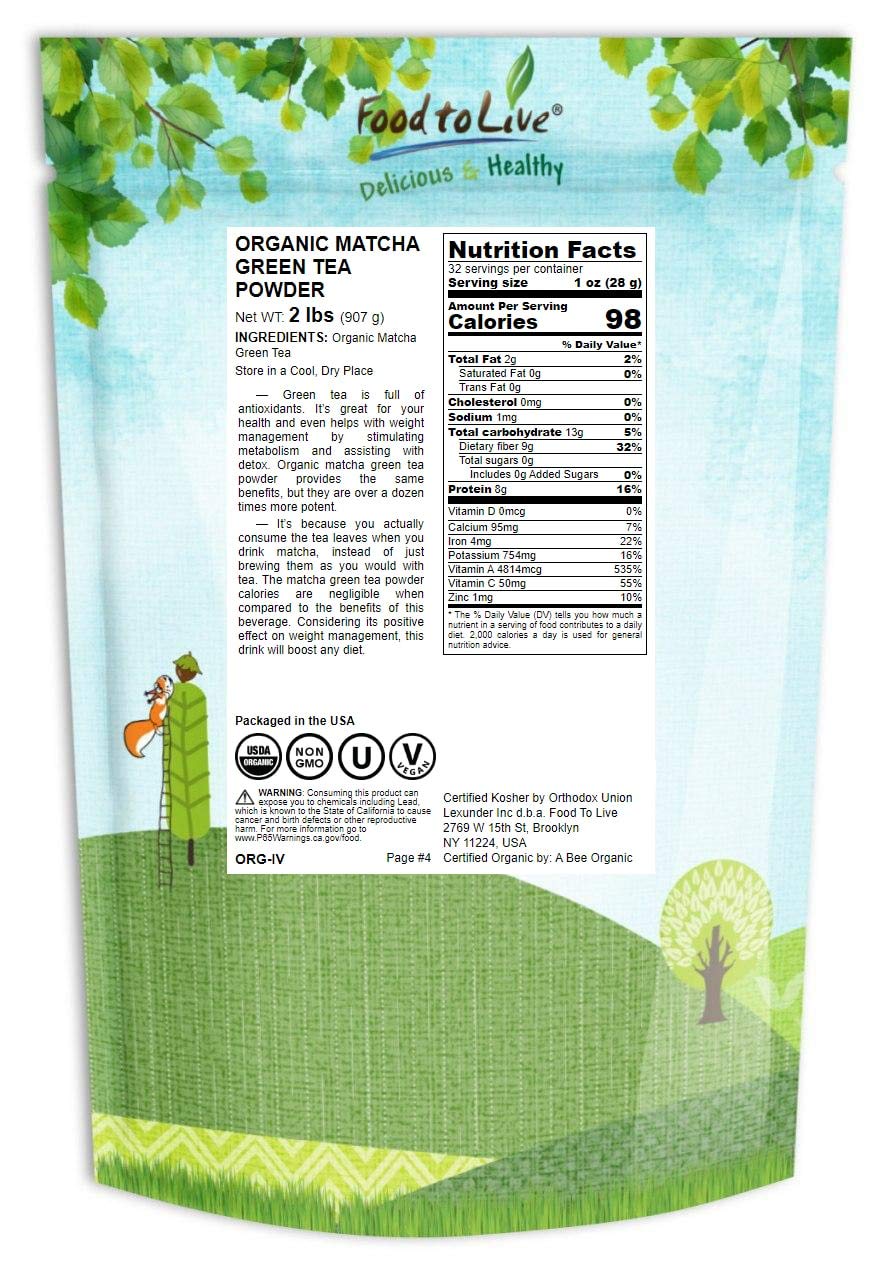Organic Matcha Green Tea Powder 2 lbs - Non-GMO, Kosher, Authentic Japanese Origin, Vegan | Premium Culinary Grade for Tea, Lattes, Smoothies, Baking & Desserts | Perfect for Home Brewing, Healthy Drinks & Sirtfood Diet