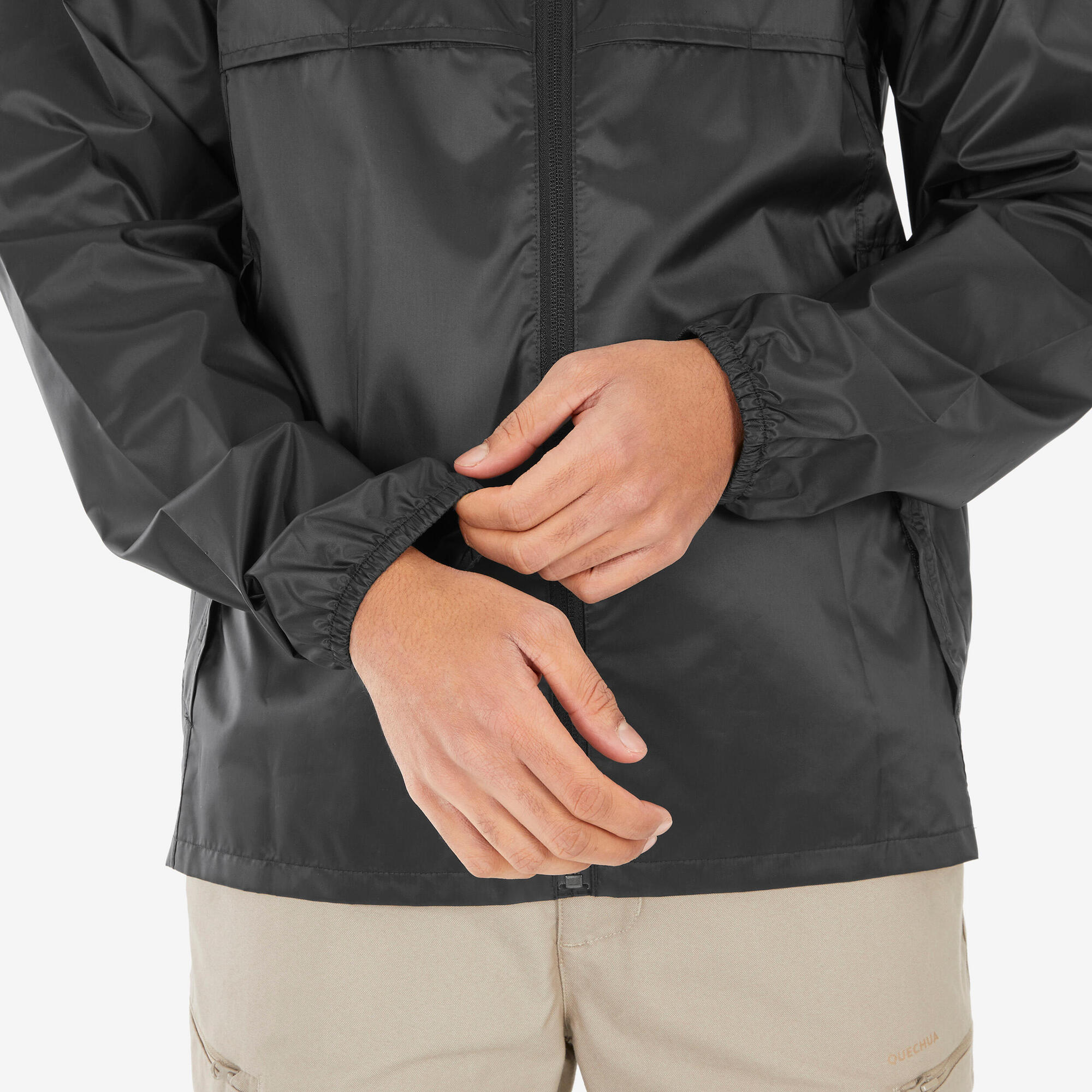 Quechua Men's Waterproof Rain Jacket - Lightweight Windproof Hiking Jacket for Outdoor Activities & Travel