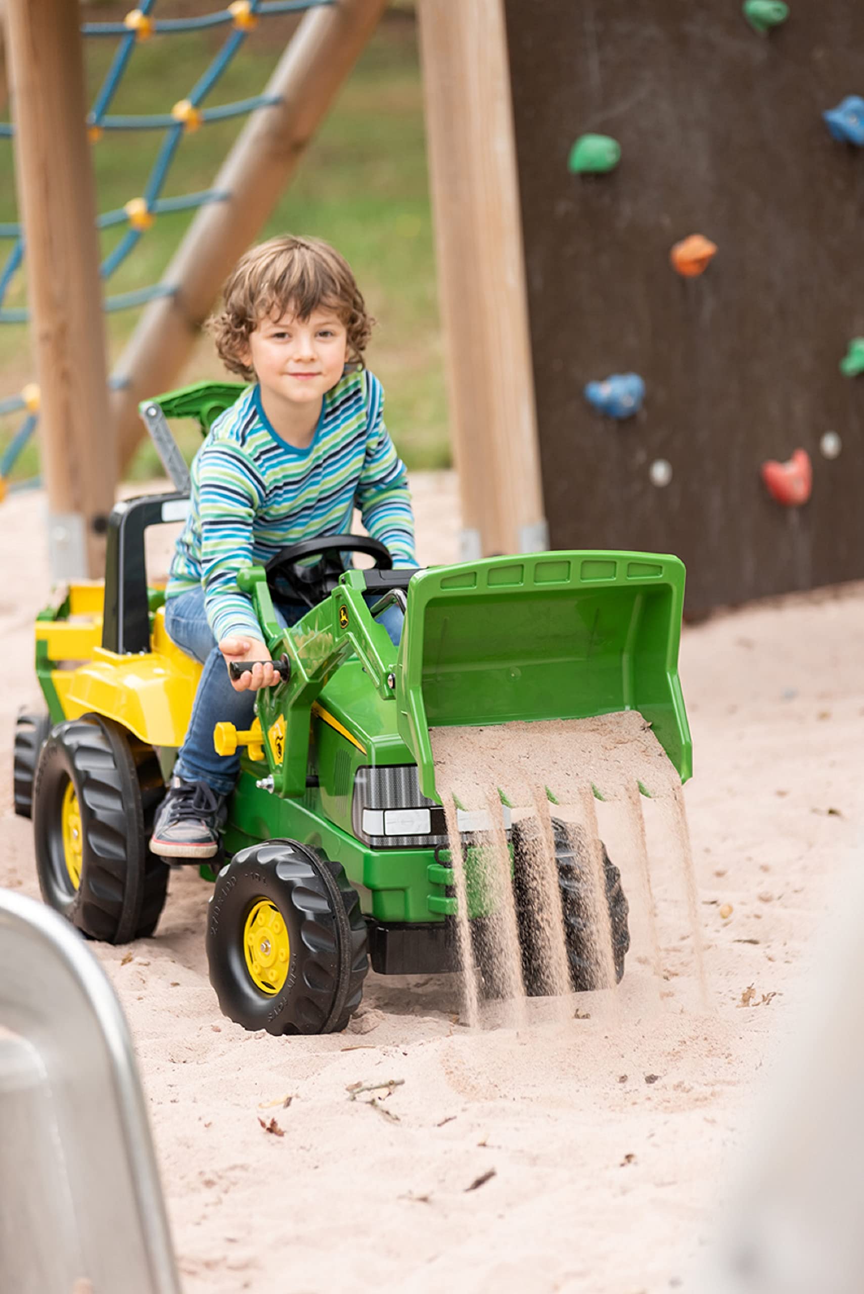 John Deere Pedal Tractor with Working Loader & Backhoe Digger - Kids Ride-On Toy for Ages 3+, Outdoor Play & Farm Pretend Fun