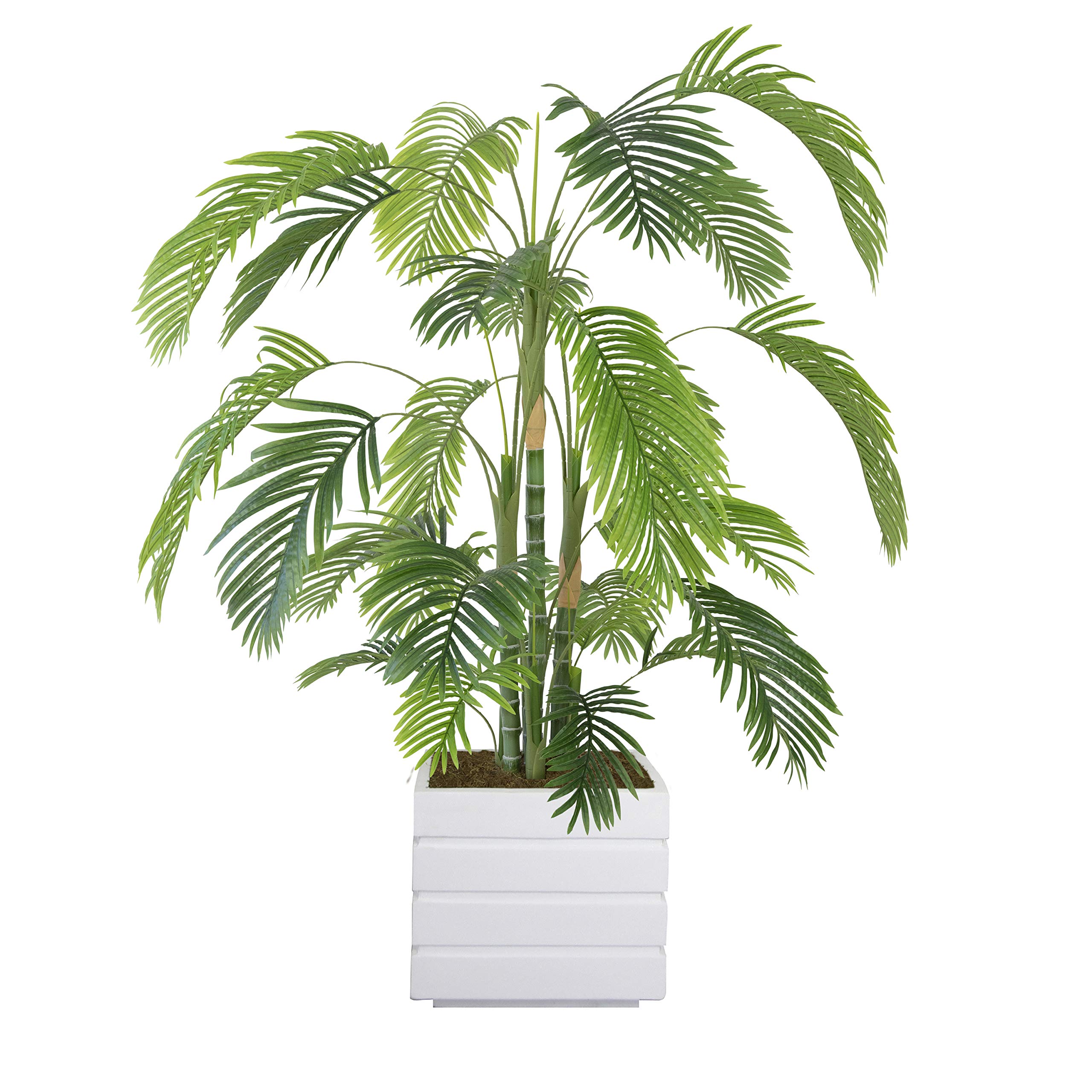 6.5ft Tall Artificial Faux Palm Tree with Fiberstone Planter - Real Touch Leaves for Home & Office Decor | Perfect for Living Room, Patio, or Commercial Spaces