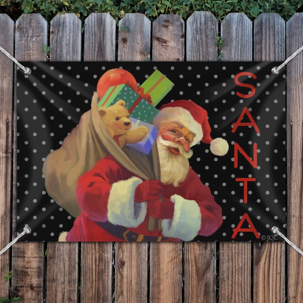 Christmas Holiday Santa Sack Graphic Sign - Festive Home, Business & Office Decor for Holiday Cheer | Perfect for Xmas Parties, Gifts & Seasonal Decorations