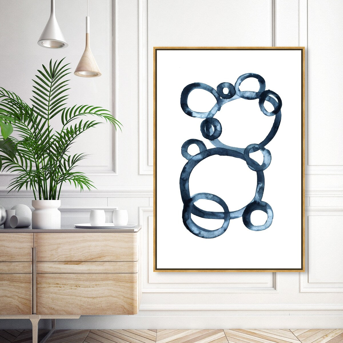 Bear Bubbles Canvas Wall Art - Modern Baby Bear Finger Painting Nursery Decor - White Framed Contemporary Print for Boys Room - Perfect for Kids Bedroom, Playroom & Baby Shower Gift